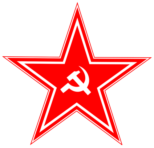 Hammer and sickle in star vector drawing