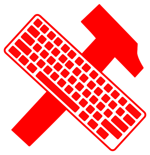 Tastatur über Hammer-Vektor-Bild