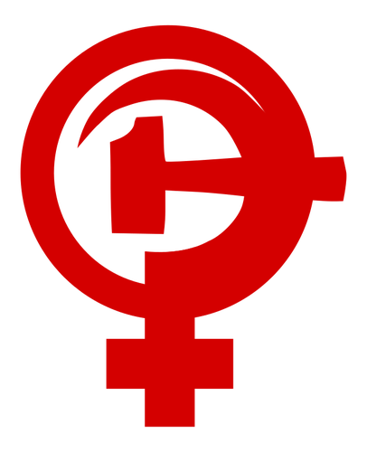 Hammer and sickle with female sign
