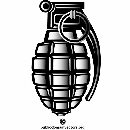 Hand grenade monochrome clip art