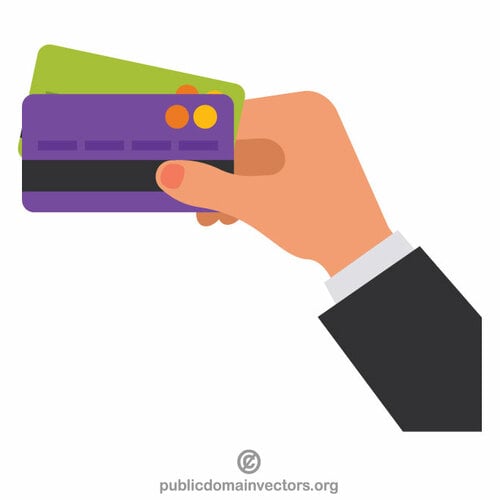 כרטיסי אשראי מחזיקים בידיים