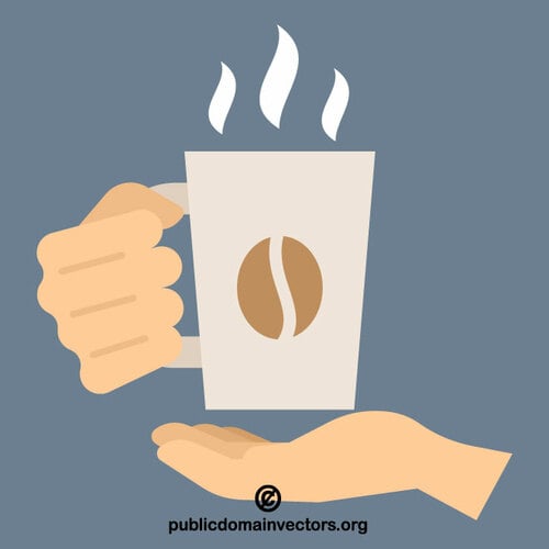 हाथ कॉफी के कप धारण