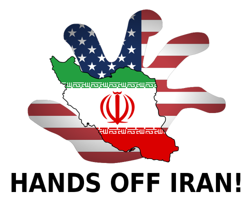 Hands Off Iran poster vector image