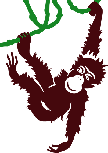 Hanging monkey vector clip art