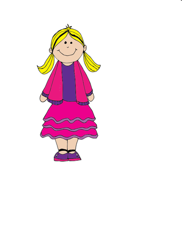 紫色のドレスでオタク少女のベクトル描画