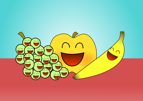 Vector graphics of happy fruits