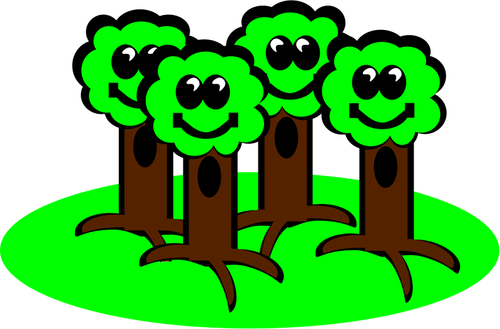 Happy trees smiling vector drawing