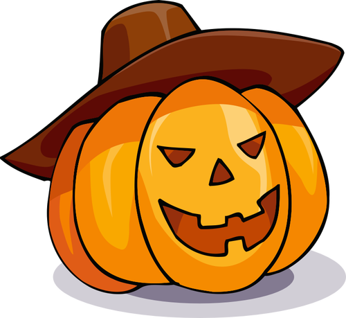 Calabaza de Halloween con un dibujo vectorial de sombrero