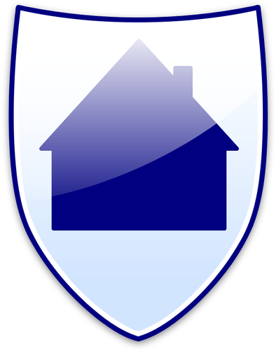 Vector image of blue house on a shield