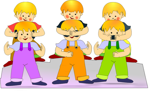 Kids playing by hiding eyes vector clip art