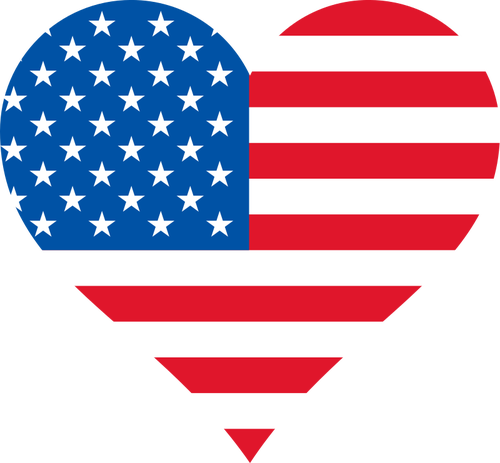 Usa:n lippu sydämen muodon sisällä