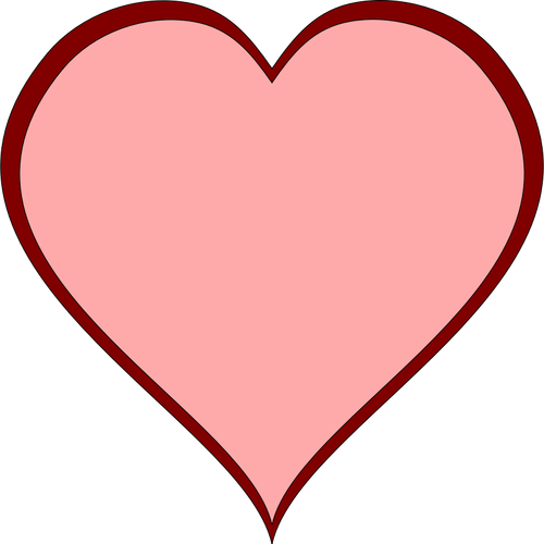 Rosa hjärta med röda tjock linje gränsen vektorbild