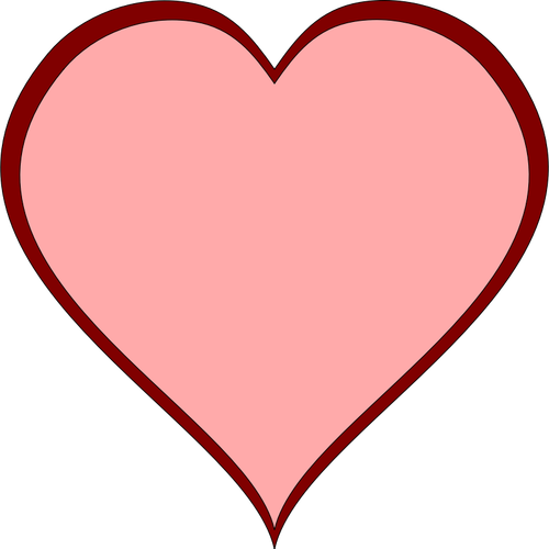 Pink heart with red thick line border vector image