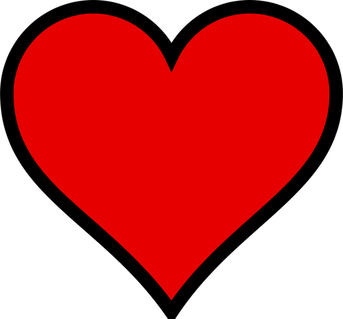 Red heart with black outline