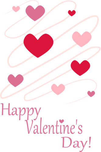 Vektor Klipart růžové srdce Valetine den kartu