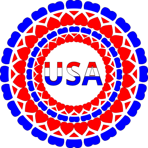 Palabra USA en corazón círculos vector de la imagen
