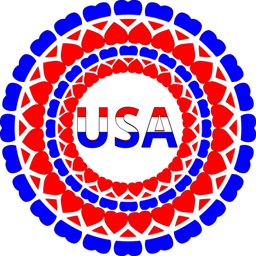 Word USA in heart circles vector image