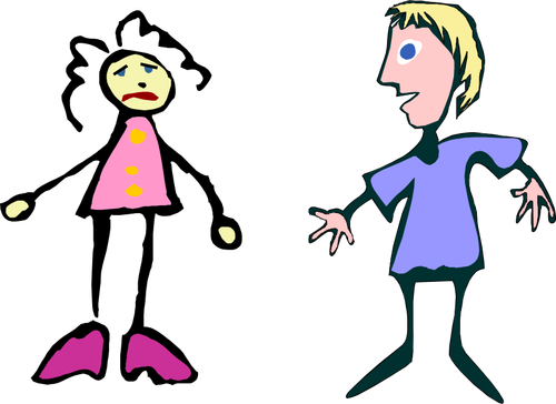 Vector illustration of stick figures kids