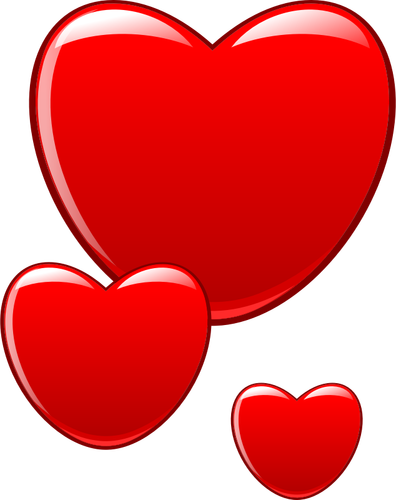 Vector clip art of glossy red hearts