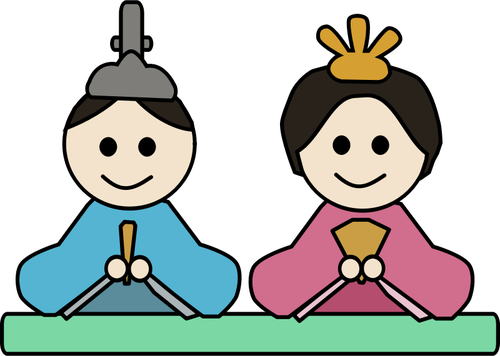 Vector clip art of male and female doll in Japan