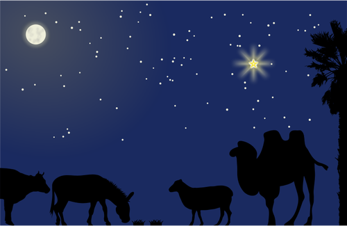 Illustration vectorielle de Nativité scène fond