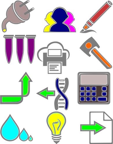 Dessin de divers signes icônes ensemble vectoriel