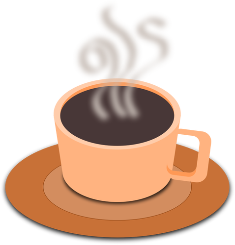 Turuncu fincan kahve fincan tabağı ile vektör küçük resmini