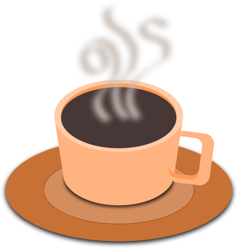 Vector clip art of orange cup of coffee with saucer