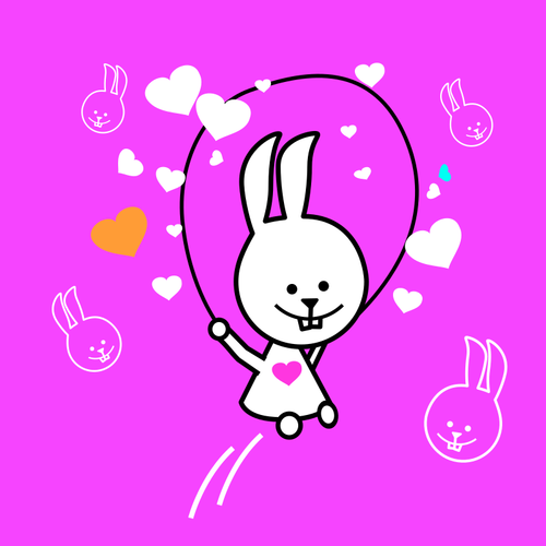 Vektor ilustrasi kelinci dan hati