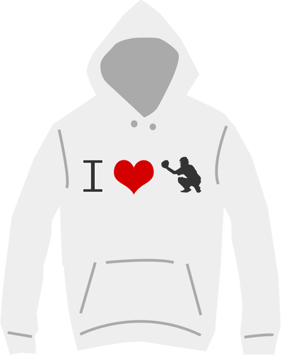 Ik hou van honkbal hoodie vectorillustratie