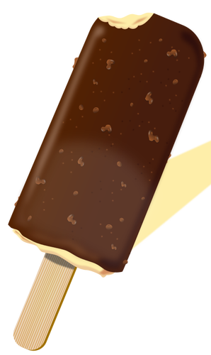 Ilustración vectorial fotorrealista de un helado de chocolate en un palo