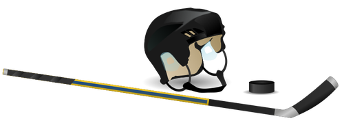 Ice hockey stick, cap and puck vector image
