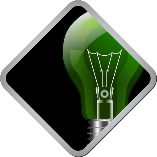 Vektorbild av gröna och svarta glödlampa ikonen