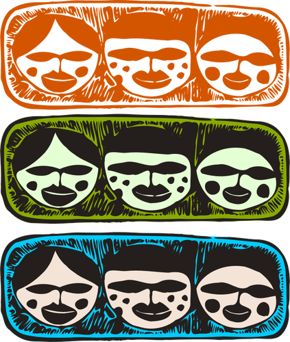 Illustration vectorielle de décorations de trois têtes d