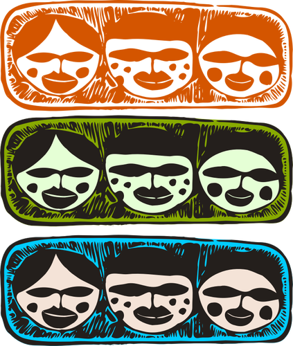 Vector illustration of tribal look three heads decorations