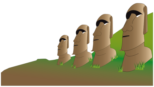 Vector drawing of Moai statues.