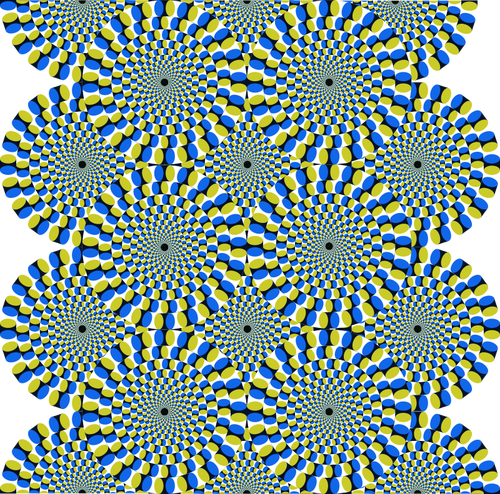 Moving colorful circles forming an optical illusion