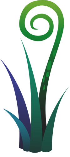 Rysunek z niebieskim i zielonym paproć roślina