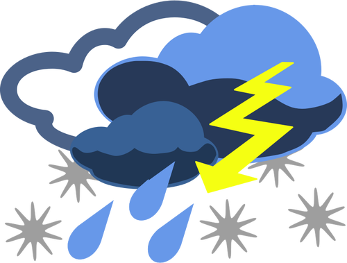 Vector graphics of rain, snow and thunder weather color map symbol