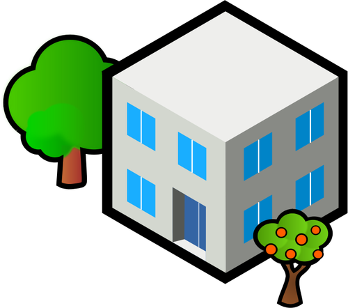 Vector image of square grey house