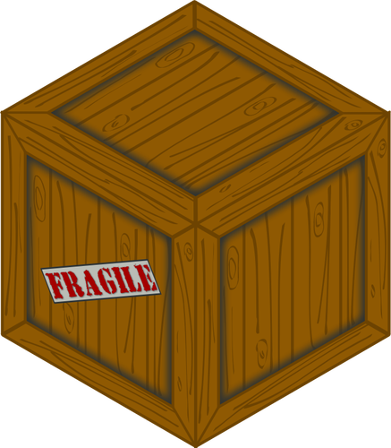 Immagine vettoriale di una cassa di legno con un carico fragile