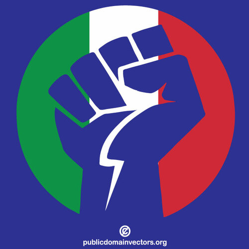 Włoska flaga zaciśnięty pięść