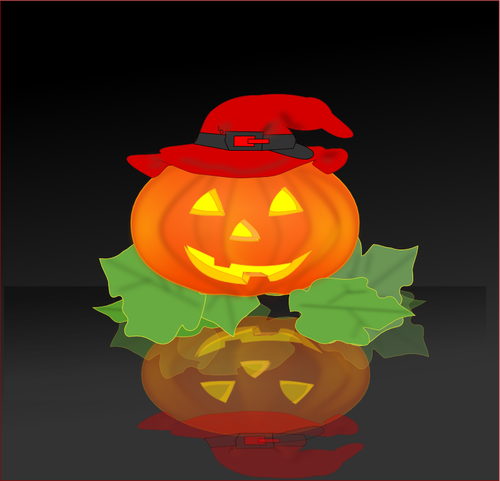 Calabaza con dibujo vectorial de sombrero