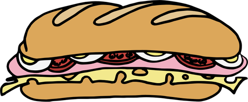 Vector drawing of long sandwich in color