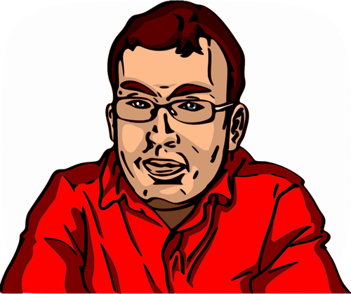 Vector illustration of man with glasses and red shirt