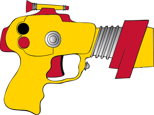 איור וקטורי של האקדח החללי צהוב ואדום