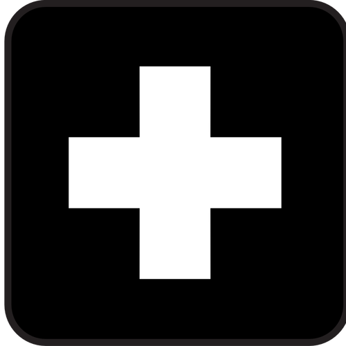 Vector blanco y negro dibujo de icono o símbolo de un punto de primeros auxilios en NPS.