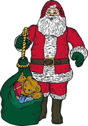 산타 클로스와 선물 가방 벡터
