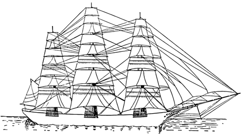 完全装備船のベクトル画像