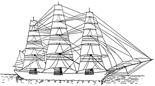 Volledig opgetuigd schip vector afbeelding